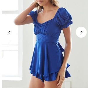 American threads romper- cobalt blue